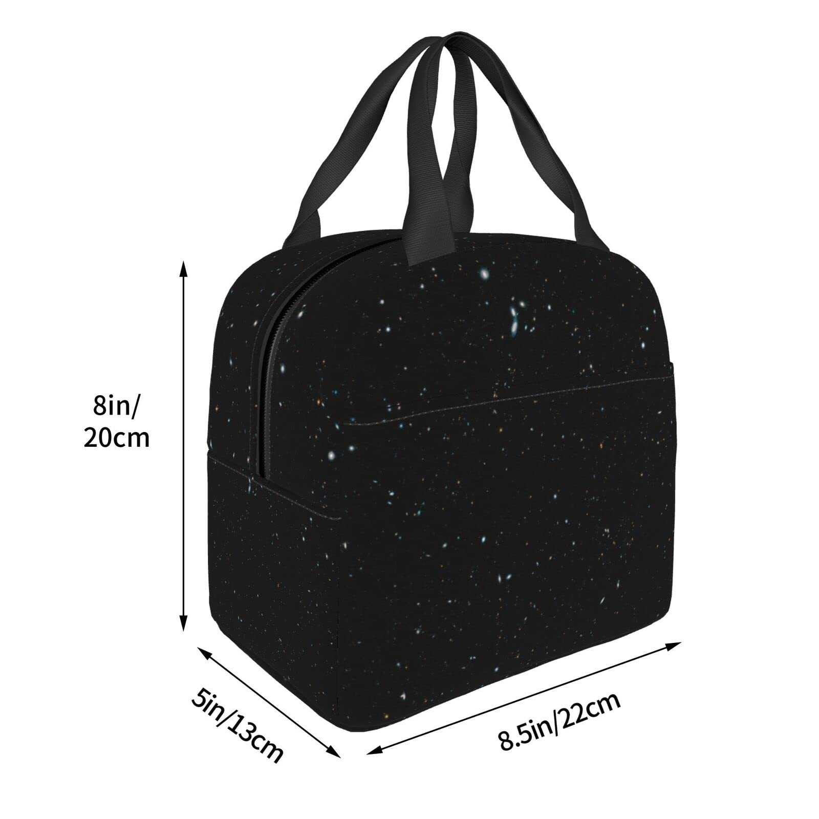 JBYJBX Black Glitter Print Insulated Lunch Bag Lightweight